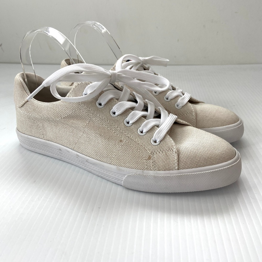 Tommy Hilfiger Light Tan Beige Canvas Lace Up Low Top Sneakers Womens‎ 9.5M